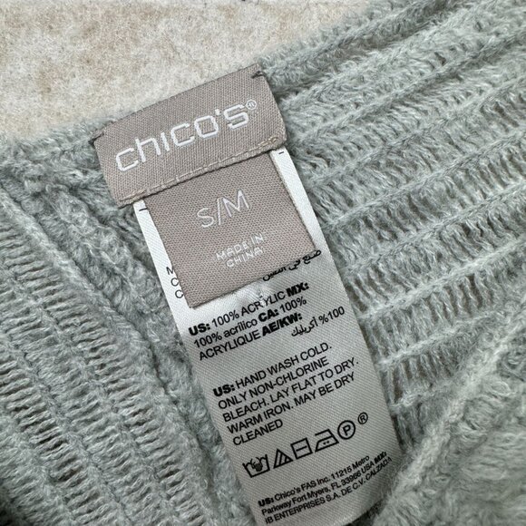Chico’s Womens Poncho Sweater Gray Textured Knit Pullover Top S/M - Picture 4 of 6